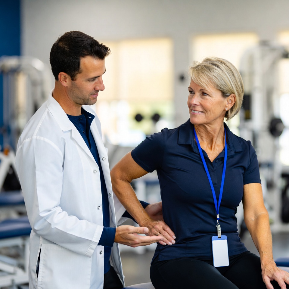 Injury doctor evaluating a patient at a Fort Worth injury clinic
