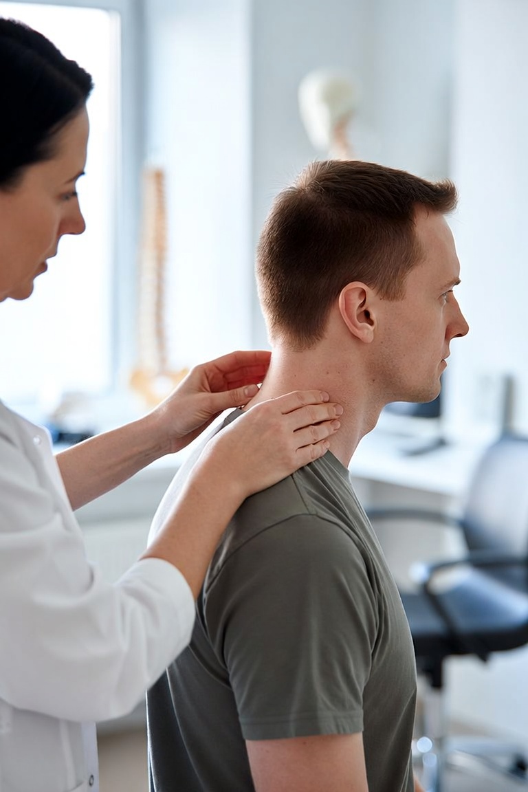 Personal injury doctor treating a car accident patient in DFW